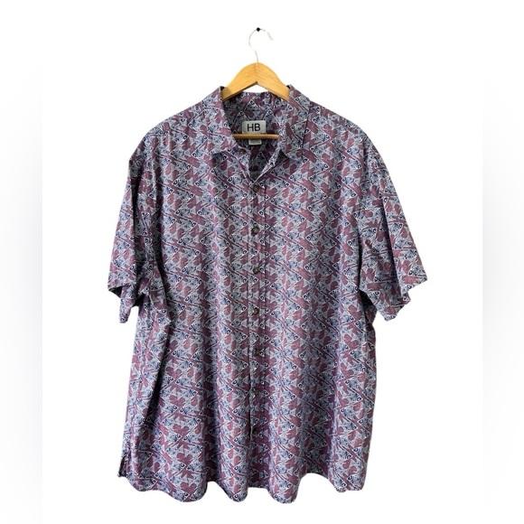 Harbor Bay Men’s 2XL Vintage Fish Print Button Down Short Sleeve Shirt Cotton - Picture 1 of 12